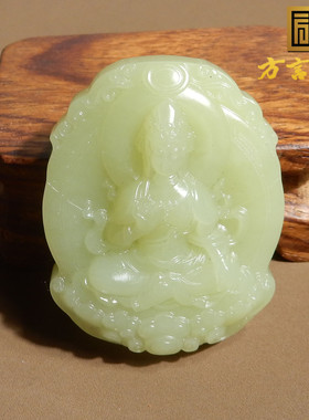 方言和田玉精品特惠新疆若羌黄口黄玉温润细腻普度众生观音吊坠X3