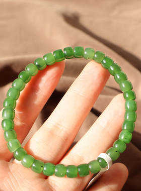 苹果绿碧玉6mm圆珠男女直切手串