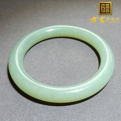 震惊方言精品和田玉巨漏新疆特色且末蓝色基调内径58mm正装手镯w2