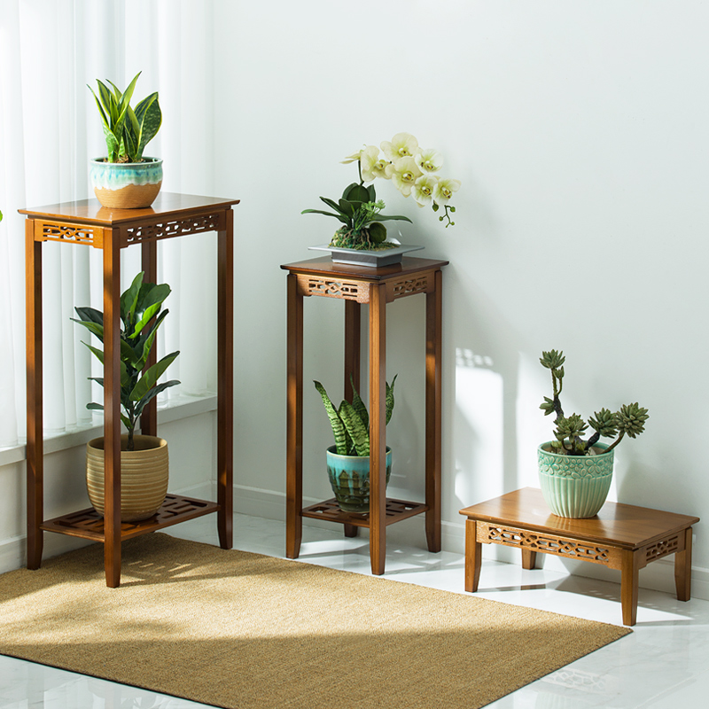 花架子室内花台花盆架客厅落地式吊兰H架仿古花几中式竹花架置物