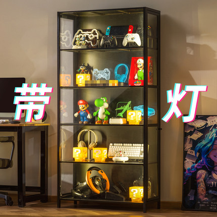 带灯手办展示柜电竞房外设展示架亚克力模型玩具收纳柜摆件陈列柜