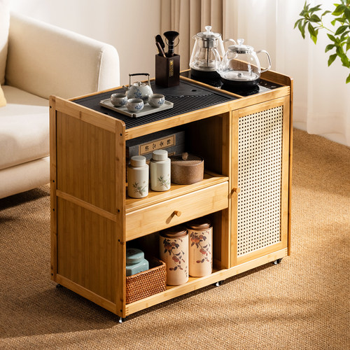 移动茶台茶车家用茶水柜实木小茶桌带轮茶几功夫茶具套组烧水一体