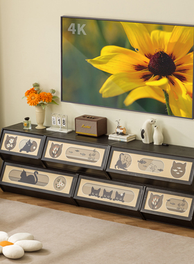 电视柜客厅2025新款家用中古风电视机柜子落地小户型实木卧室组合