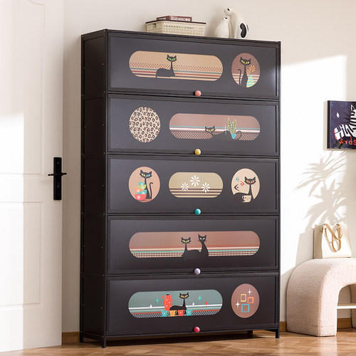 十一维度多层卡通印花翻门鞋架