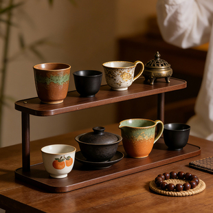 桌面置物架杯子收纳架子餐桌台面工位水杯咖啡杯茶具桌上小型杯架