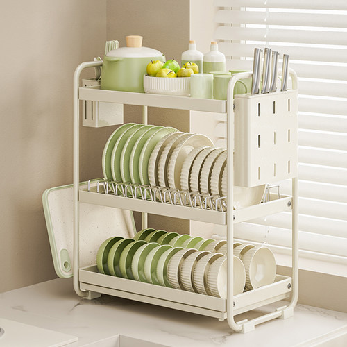 十一维度奶油风沥水碗碟架