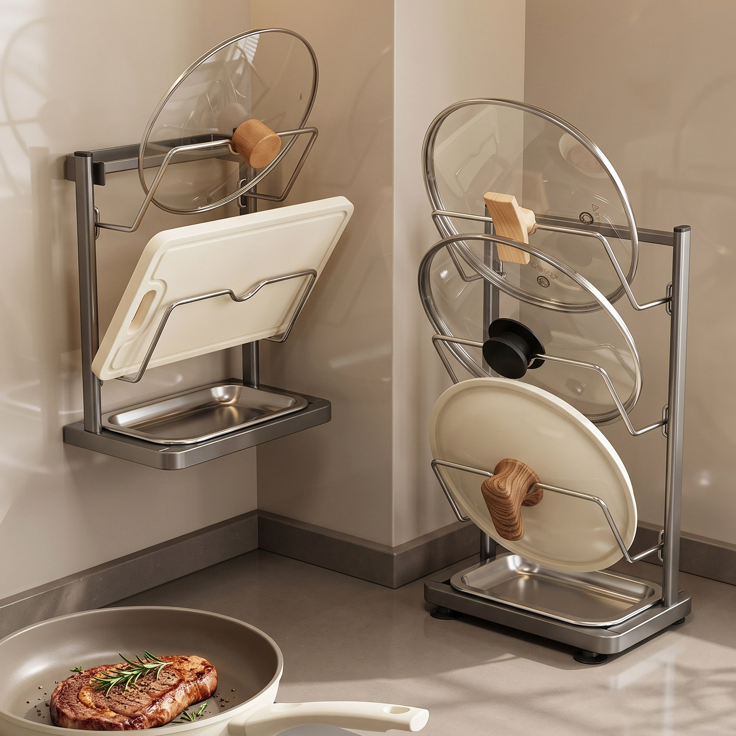 十一维度免打孔锅盖架图片