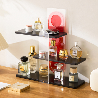 香水展示架轻奢风化妆品置物架高级桌面玄关护肤品收纳盒多层创意