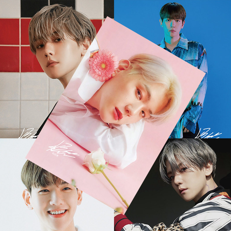 边伯贤海报 高清铜版纸1套8张 明星周边签名写真宿舍墙贴纸装饰画