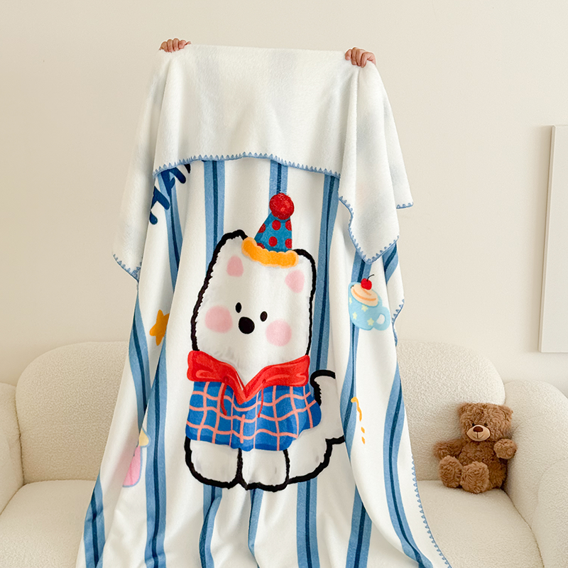 卡通a类可爱小狗牛奶绒儿童成人秋冬小毛毯沙发婴儿床保暖盖毯