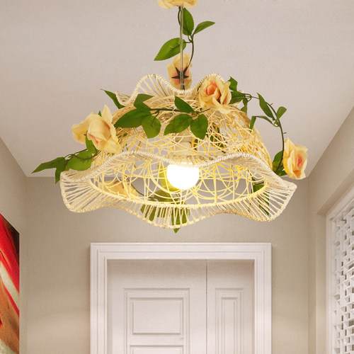 家用/店铺用灯田园藤条手工编织