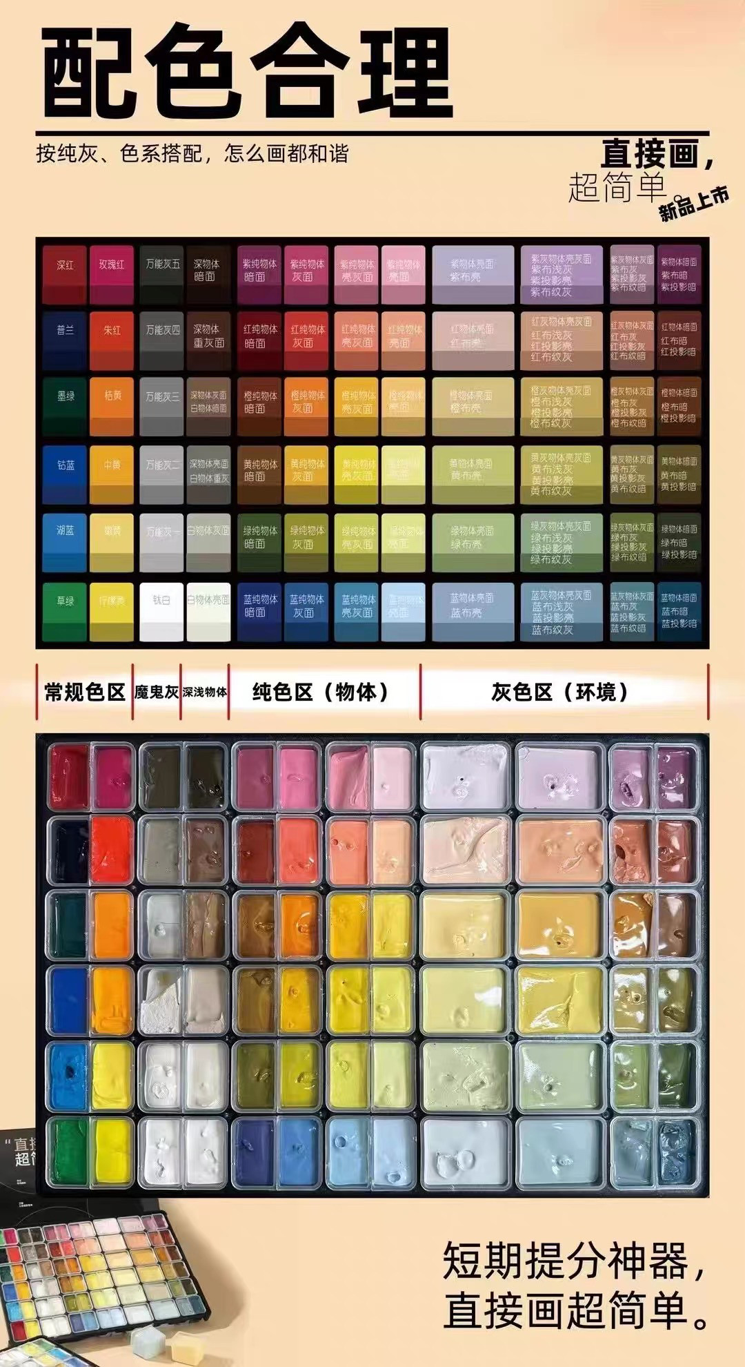 直接画免调色艾隆水粉颜料套装艺水彩颜料