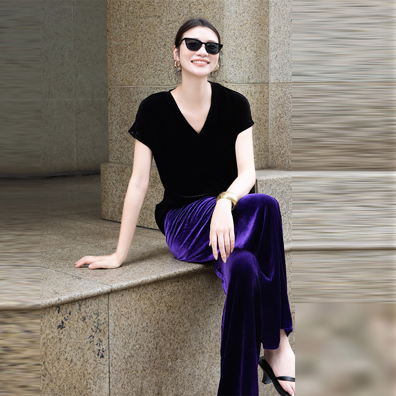 2025新款法式真丝丝绒气质上衣女