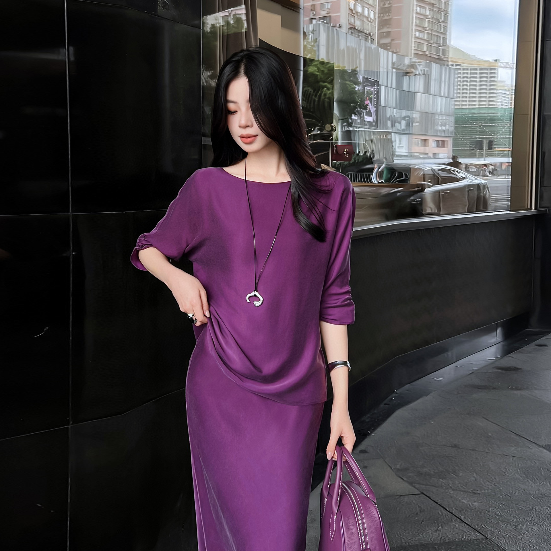 法式气质铜氨丝衬衫上衣夏季新款