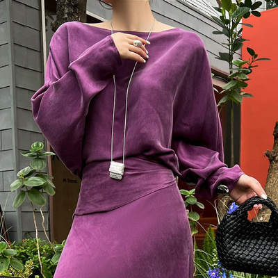 高端轻奢气质砂洗铜氨丝宽松上衣