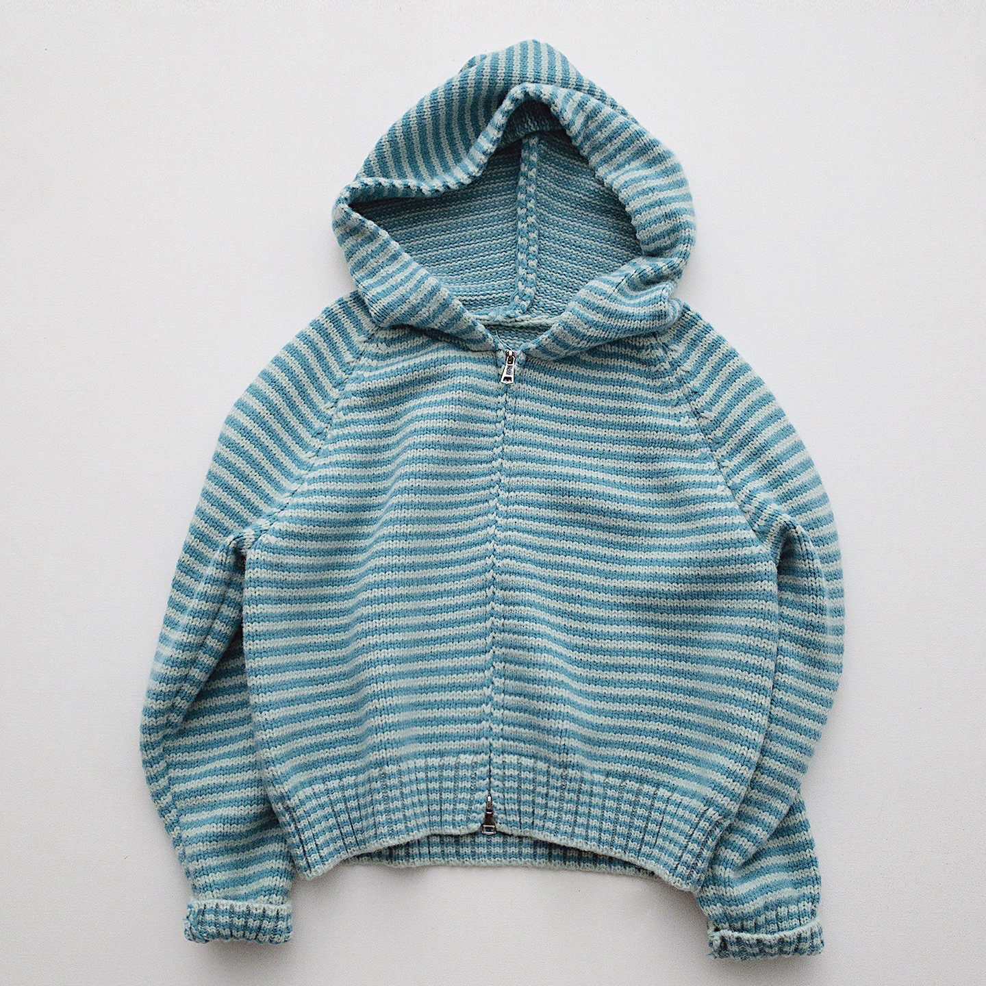 蓝莓夹心 少女条纹连帽毛衣外套女开衫秋冬软糯百搭针织衫上衣