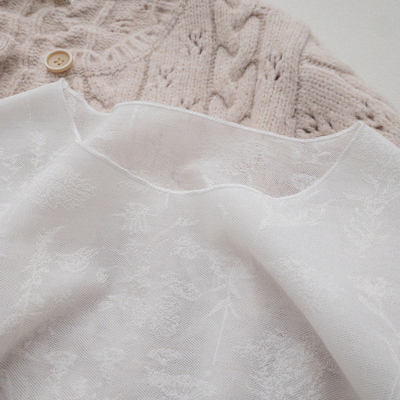 蕾丝打底衫法式温柔少女提花卷边圆领内搭叠穿打底衫上衣