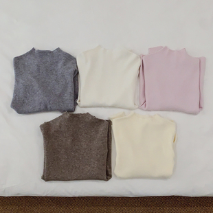 番茄自制 半高领多色长袖打底衫女秋冬修身显瘦内搭针织上衣