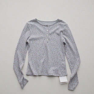 巨舒适～复古少女感百搭亨利衫 碎花圆领长袖 棉T恤
