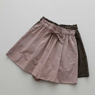 2025春夏新款 法式少女复古高腰系带蝴蝶结短裤百搭显瘦阔腿裤