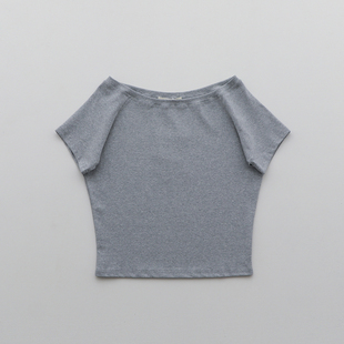 GOGOING一字领不规则短袖 松弛慵懒风休闲显瘦上衣 T恤女夏季