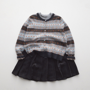 费尔岛毛衣开衫 经典版型复古少女针织上衣外套