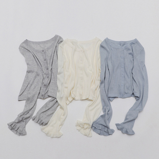 TOMATO 少女软糯亲肤荷叶木耳花边袖 少女针织开衫 小外套 SHOP