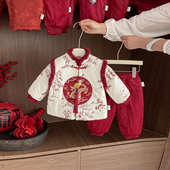 冬装 2025新款 宝宝加绒保暖唐装 国风婴幼儿套装 周岁衣服冬季 拜年服