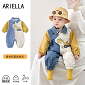 婴儿新品 男宝宝2025年秋款 连体衣可爱超萌外出服满月百天周岁爬服