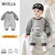 婴儿新品 男宝宝2025年秋款 连体衣可爱超萌条纹外出服满月百天爬服