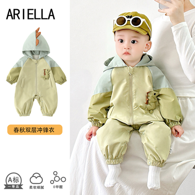 婴儿秋款新品连帽冲锋衣连体衣