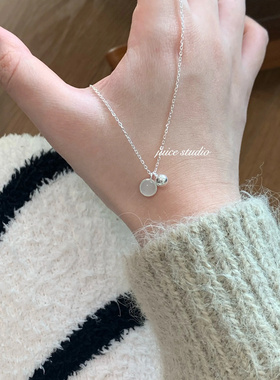 s925银银球猫眼石气质锁骨链项链