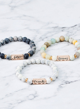 欧美TEMU新品热销永远的好朋友bestfriend forever手链刻字配饰