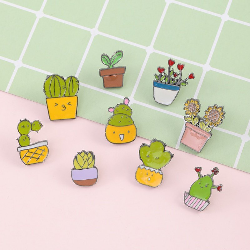 亚马逊植物向日葵滴油胸针时尚可爱ins学生卡通小草多肉盆栽徽章