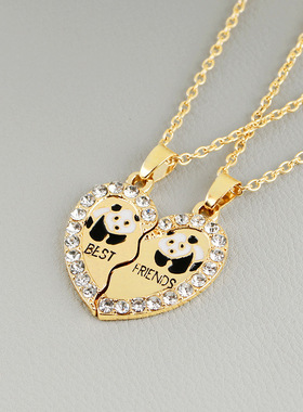 欧美BFF配饰熊猫海豚企鹅船锚吊坠best friends好朋友镶钻项链