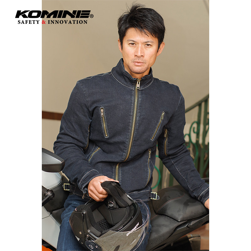KOMINE春夏摩托骑行服防护性强机车牛仔骑行夹克男CE级护具JK-153
