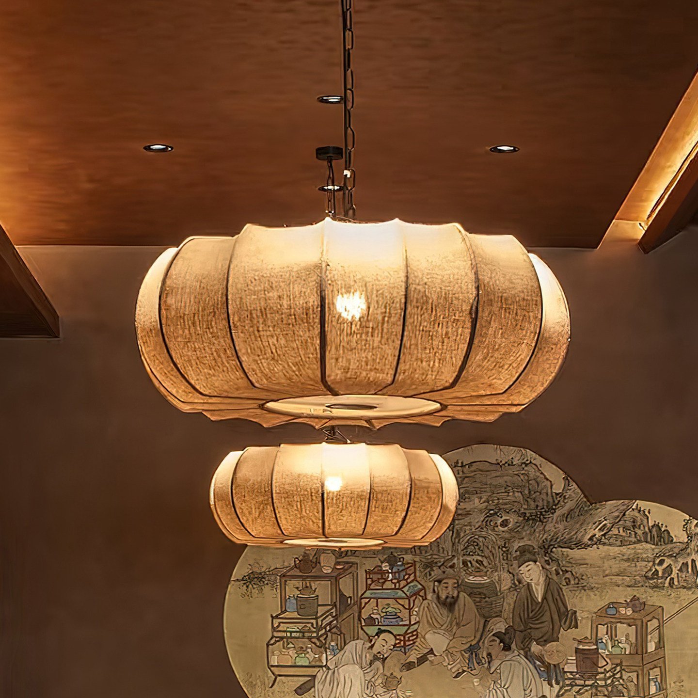 新中式餐厅吊灯日式诧寂风复古餐饮店酒店饭店包厢设计师餐桌灯具