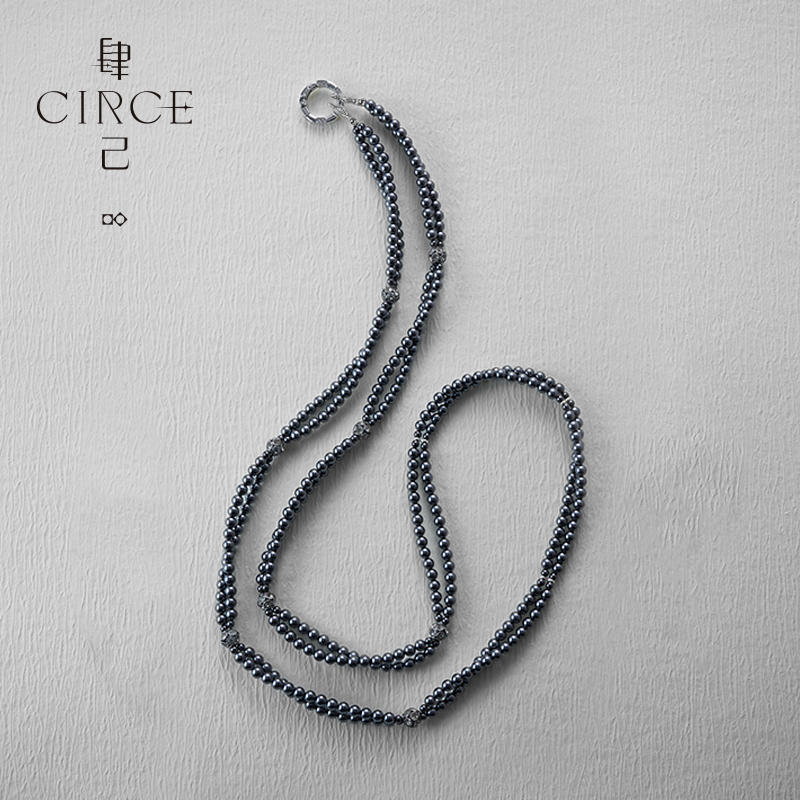 黑色龙凤手机链毛衣链挂链多功能链多层长款高档不褪色百搭饰品