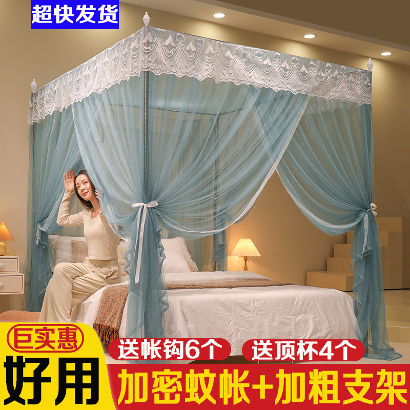 纹蚊帐家用卧室1.5米床1.8m1.2米公主风三开门加密加厚新款老式