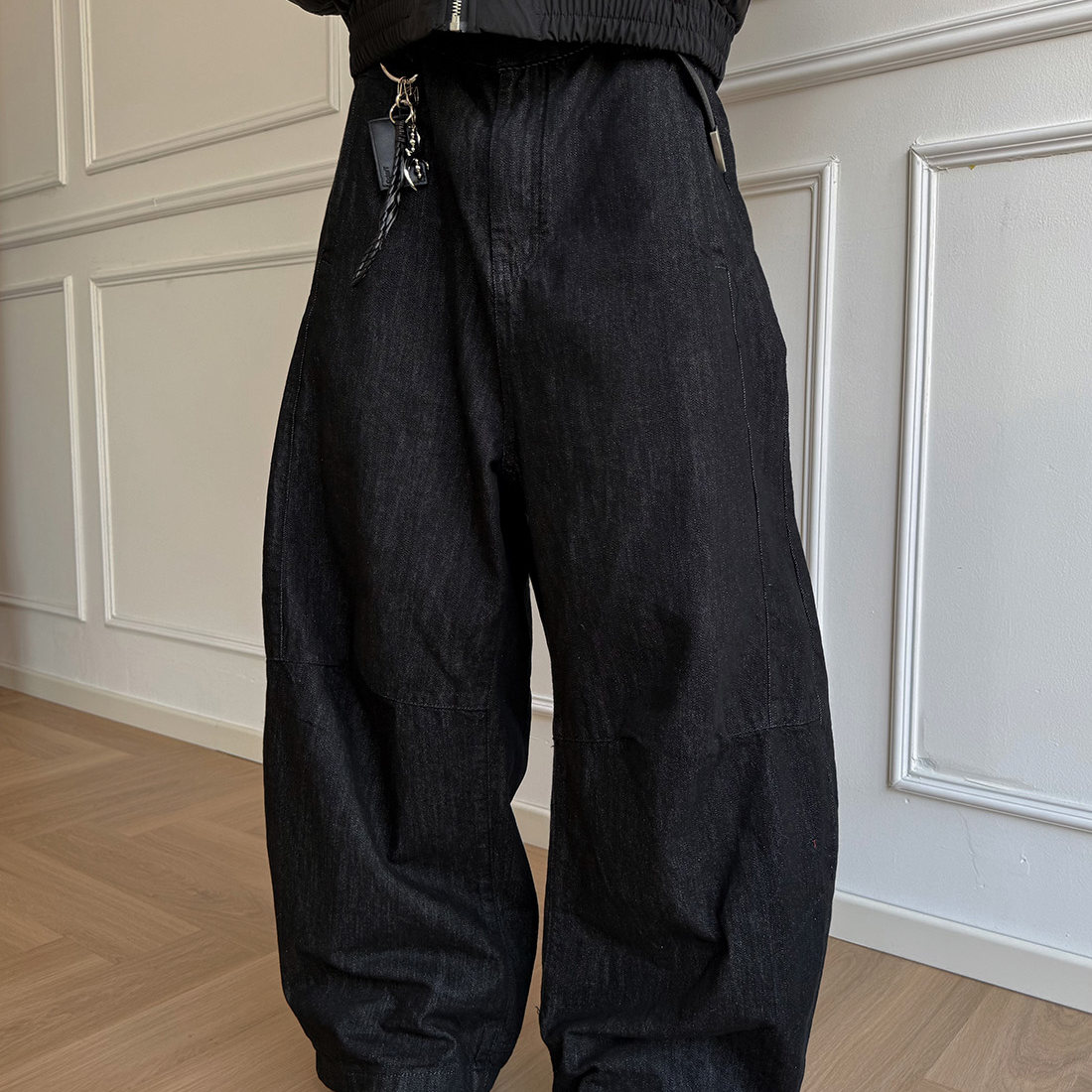 美式复古阔腿弯刀裤男2025新款冬