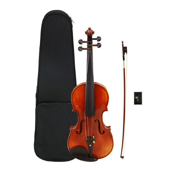 普花纹亮光小提琴 仿古色4/4手工实木小提琴专业演奏初学考级通用