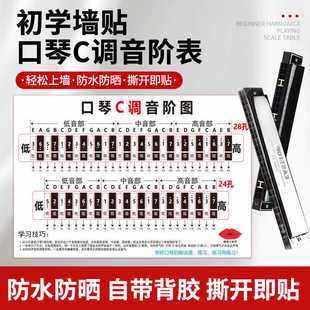 口琴初学音阶墙贴新手练习C调24孔/28孔成人儿童孔位表吹奏音标图