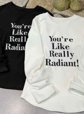 2025冬新款字母印花显瘦百搭澳绒保暖长袖T恤打底衫~29109#