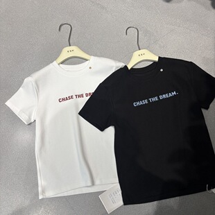 【春上新】版型超正的简约字母印花百搭正肩修身显瘦短袖T恤衫~