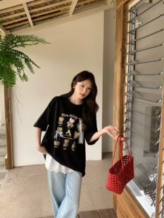 超可爱立体kt猫宽松大版纯棉短袖T恤～减龄舒适休闲上衣