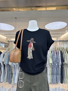 韩系正品夏季新款戴帽子的女孩全棉正肩显瘦短袖T桖气质百搭上衣