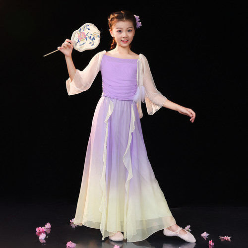 2026女童古典舞演出服飘逸仙气身韵纱衣练功服中国舞舞蹈服套装