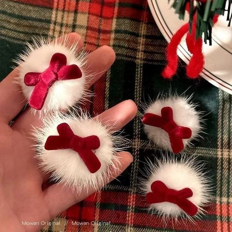 红色蝴蝶结发夹圣诞毛绒发卡高级感前额碎发夹刘海边夹甜美鸭嘴夹,饰品/流行首饰/时尚饰品新,发饰,淘宝优惠券,粉丝福利购,淘宝优惠卷