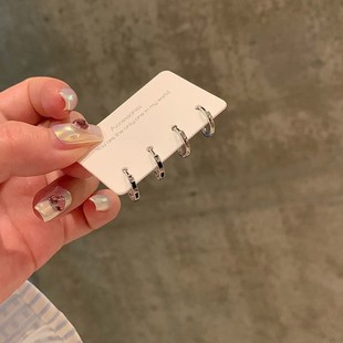 夏季 小众设计感高级耳环女耳扣耳钉耳骨钉耳饰 睡觉不用摘耳圈套装