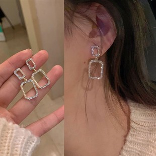 推荐 超精致耳饰女ins方形耳环小众设计感高级百搭耳钉2025年新款